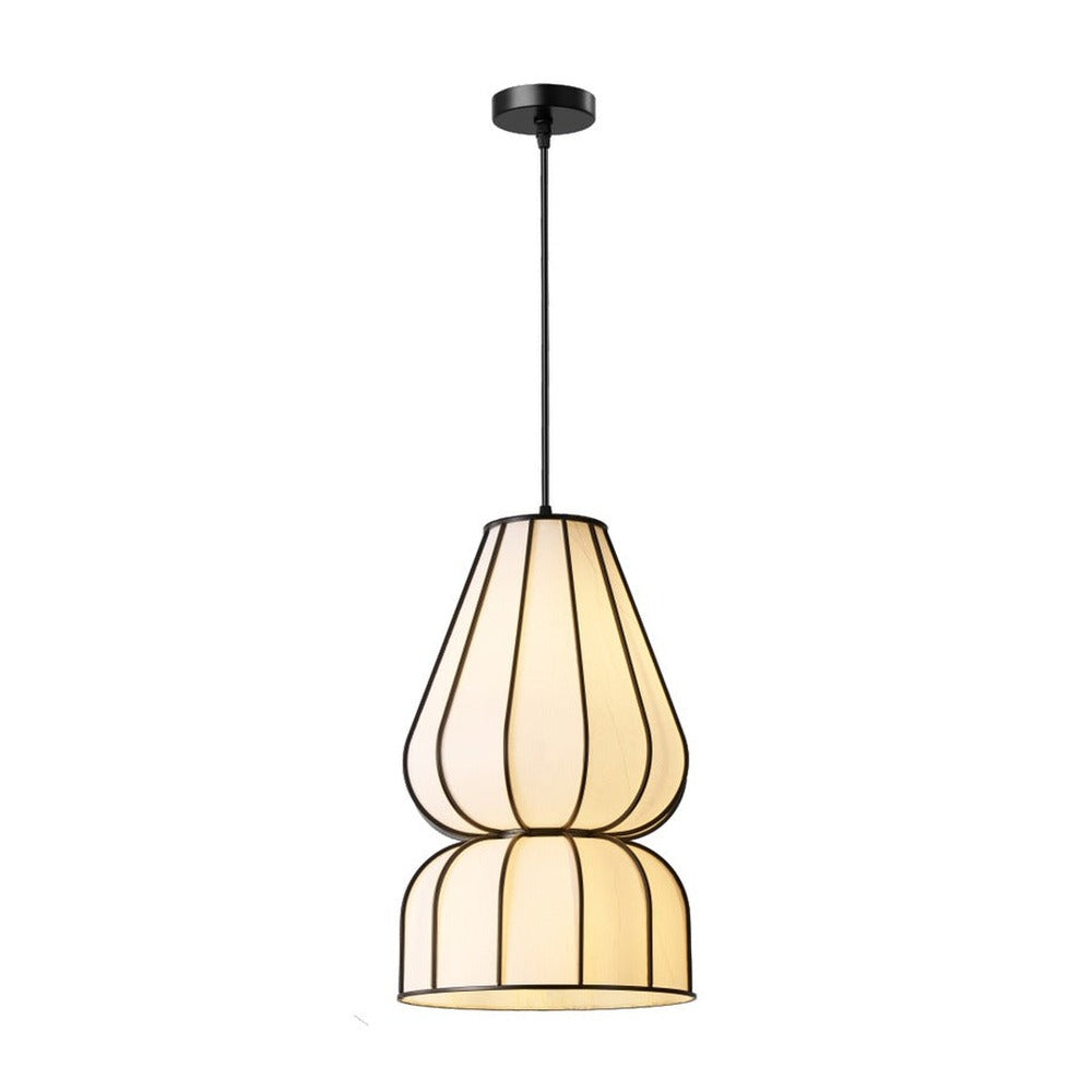 JS-GL-20278-B - Black Metal & Handmade Paper Modern Hanging Light