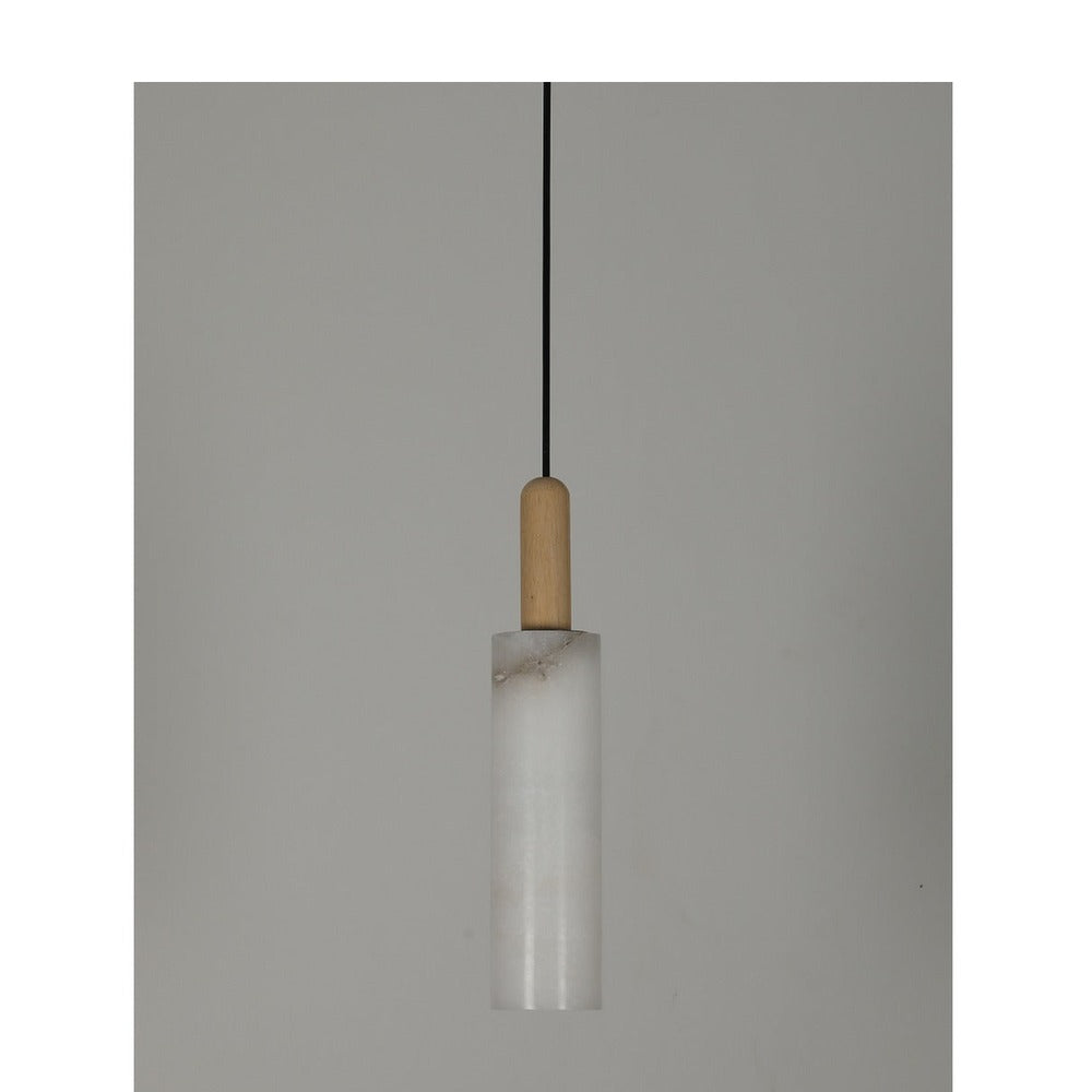 JS-GL-2028-WD - Antique Brass Metal & Onyx Marble & Wood Marble Hanging Light