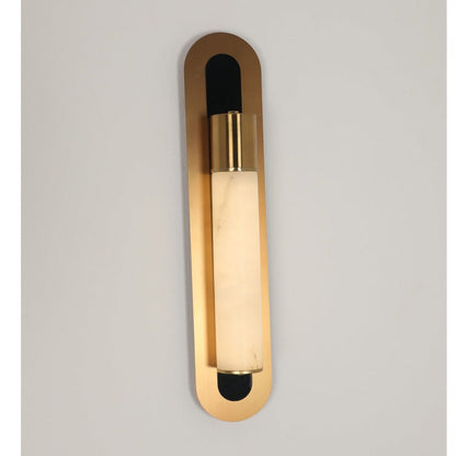 JS-GL-20282 - Antique Brass & Gun Black Metal & Onyx Marble Wall Light
