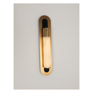 JS-GL-20282 - Antique Brass & Gun Black Metal & Onyx Marble Wall Light