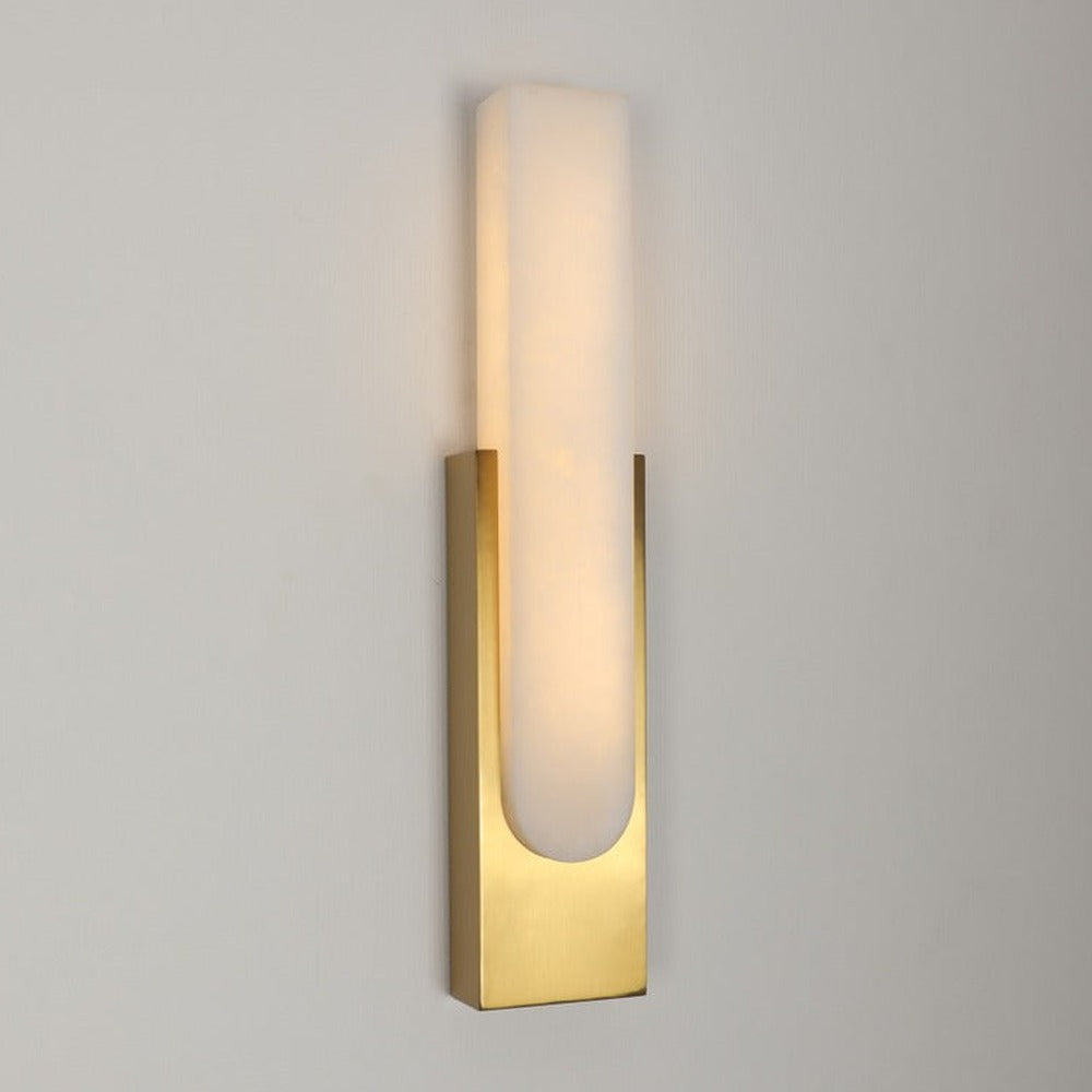 JS-GL-20283 - Antique Brass Metal & Onyx Marble Wall Light