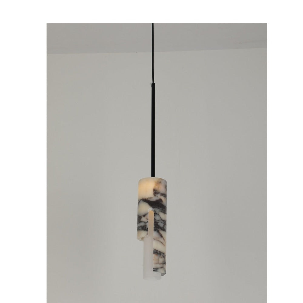 JS-GL-20285 - Antique Brass Metal & Onyx Marble Luxury Hanging Light