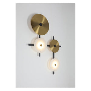 JS-GL-20291-A - Antique Brass Metal & Onxy Marble Wall Light