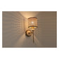 JS-GL-20291-WH-C - Antique Brass Metal & Rattan Cane & Travertino Wooden Wall Light