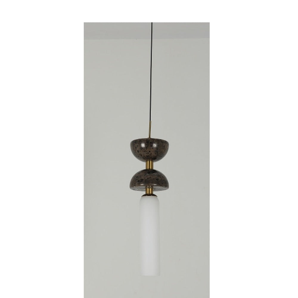 JS-GL-20294-1-CF - Antique Brass Metal & Glass & Marble Luxury Hanging Light