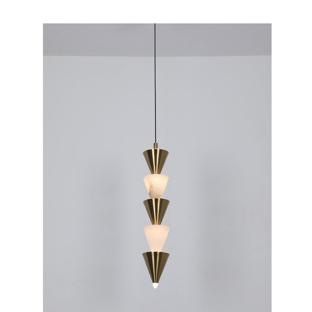 JS-GL-20300 - Antique Brass Metal & Onyx Marble & Acrylic Led Hanging Light
