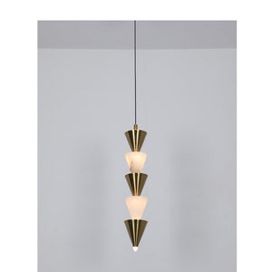 JS-GL-20300 - Antique Brass Metal & Onyx Marble & Acrylic Led Hanging Light
