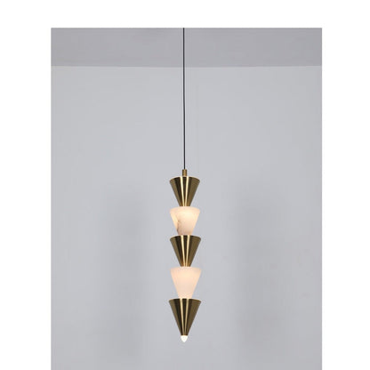 JS-GL-20300 - Antique Brass Metal & Onyx Marble & Acrylic Led Hanging Light