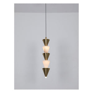 JS-GL-20300 - Antique Brass Metal & Onyx Marble & Acrylic Led Hanging Light