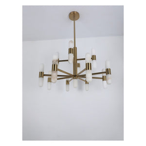 JS-GL-20302-25 - Antique Brass Metal & Onxy Marble Led Chandelier