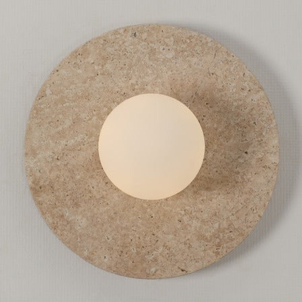 JS-GL-20303 - Black & Cream Metal & Travertino & Glass Modern Wall Light