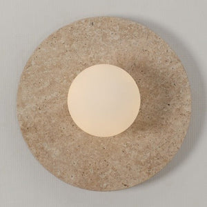 JS-GL-20303 - Black & Cream Metal & Travertino & Glass Modern Wall Light