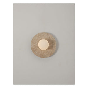 JS-GL-20303 - Black & Cream Metal & Travertino & Glass Modern Wall Light
