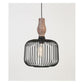 JS-GL-20305-BK - BLACK & BROWN & WHITE WOOD Metal Hanging Light
