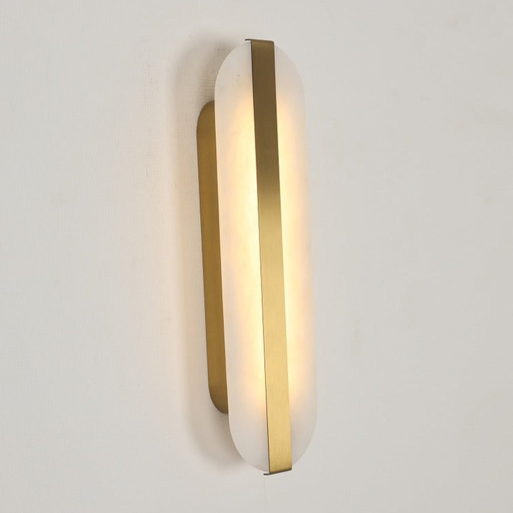 JS-GL-20308 - Antique Brass Metal & Onyx Marble Wall Light