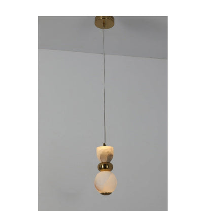JS-GL-2035-1 - ANTIQUE BRASS METAL & ONYX MARBLE Hanging Light