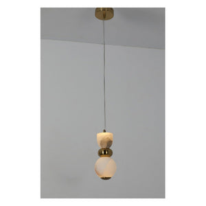 JS-GL-2035-1 - ANTIQUE BRASS METAL & ONYX MARBLE Hanging Light