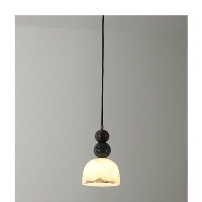 JS-GL-2036-1 - Antique Brass Metal & Onyx Marble Hanging Light
