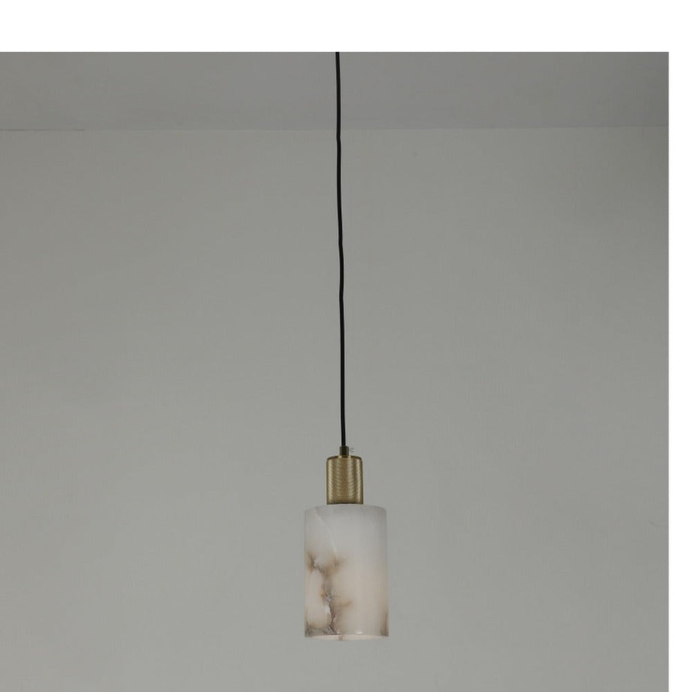 JS-GL-2037-1 - Antique Brass Metal & Onyx Marble Hanging Light