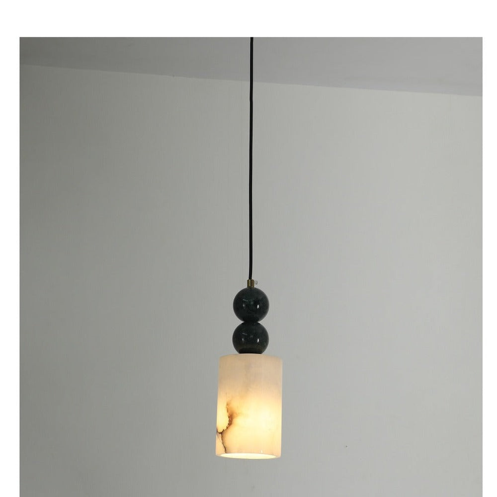 JS-GL-2038-1 - Antique Brass Metal & Onyx Marble Hanging Light