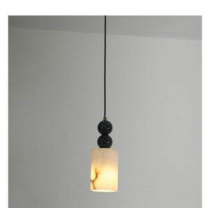 JS-GL-2038-1 - Antique Brass Metal & Onyx Marble Hanging Light