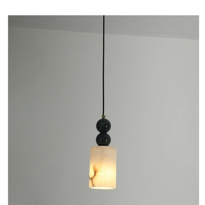 JS-GL-2038-1 - Antique Brass Metal & Onyx Marble Hanging Light