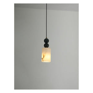 JS-GL-2038-1 - Antique Brass Metal & Onyx Marble Hanging Light