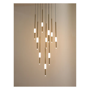 JS-GL-20398 - Antique Brass Metal & Onyx Marble & Acrylic Led Chandelier