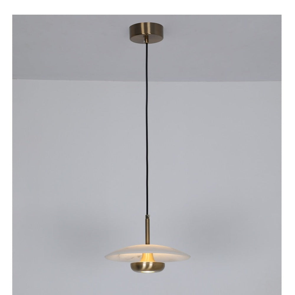 JS-GL-20400-H - Antique Brass Metal & Resin Glass Hanging Light