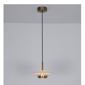 JS-GL-20400-H - Antique Brass Metal & Resin Glass Hanging Light