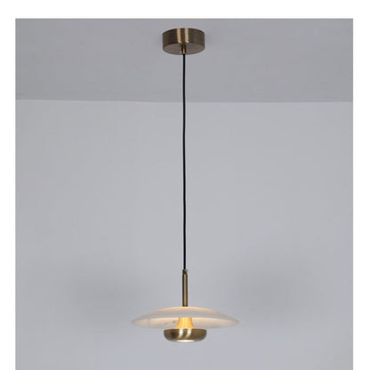 JS-GL-20400-H - Antique Brass Metal & Resin Glass Hanging Light