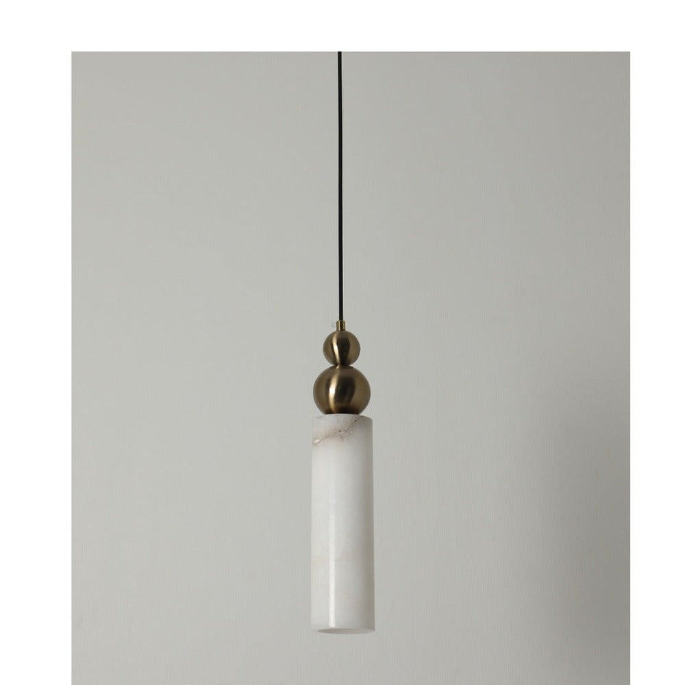 JS-GL-2041-1 - Antique Brass Metal & Onyx Marble Hanging Light