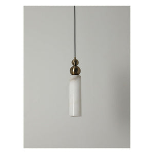 JS-GL-2041-1 - Antique Brass Metal & Onyx Marble Hanging Light