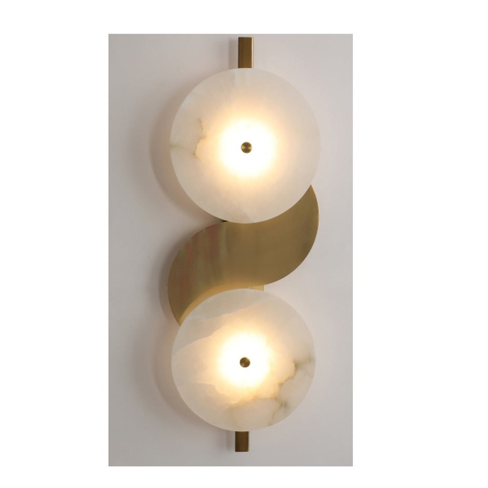 JS-GL-2042-2W - ANTIQUE BRASS METAL & ONYX MARBLE Wall Light