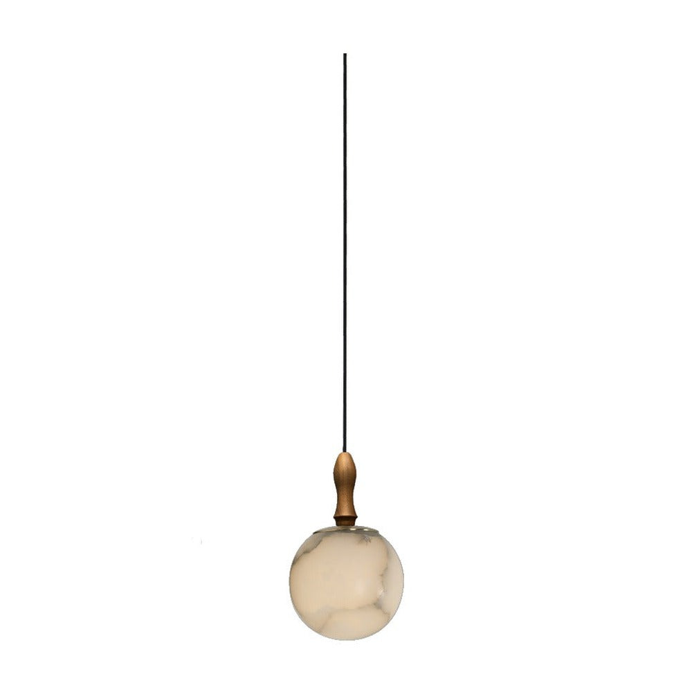 JS-GL-20422-1 - Antique Brass Metal & Onyx Marble & Wood Marble Hanging Light