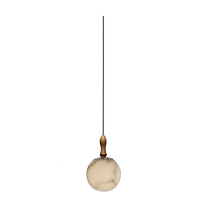 JS-GL-20422-1 - Antique Brass Metal & Onyx Marble & Wood Marble Hanging Light