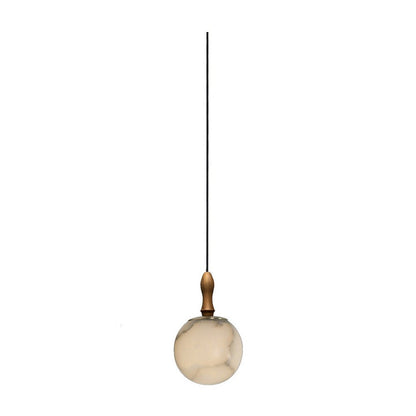 JS-GL-20422-1 - Antique Brass Metal & Onyx Marble & Wood Marble Hanging Light