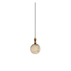 JS-GL-20422-1 - Antique Brass Metal & Onyx Marble & Wood Marble Hanging Light