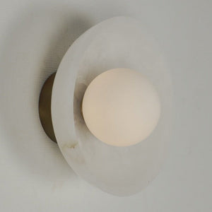 JS-GL-2046 - Antique Brass Metal & Onxy Marble & Glass Marble Wall Light