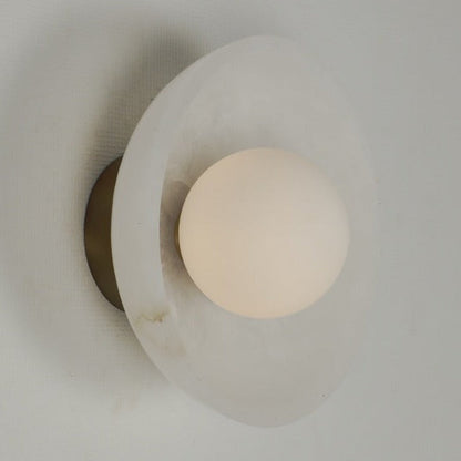 JS-GL-2046 - Antique Brass Metal & Onxy Marble & Glass Marble Wall Light
