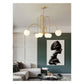 JS-GL-20483-6 - Antique Brass Metal Glass Ball Chandelier