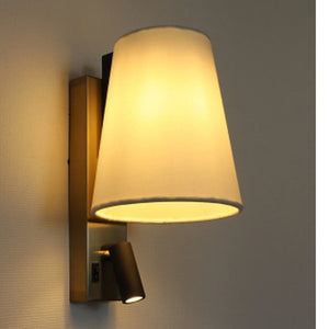JS-GL-20485-CP - ANTIQUE COPPER & WHITE METAL & GLASS Bedside Led Reading Wall Light