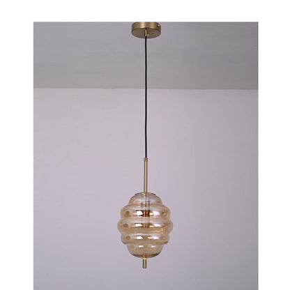 JS-GL-2070-1AM - Antique Brass Metal Glass Hanging Light