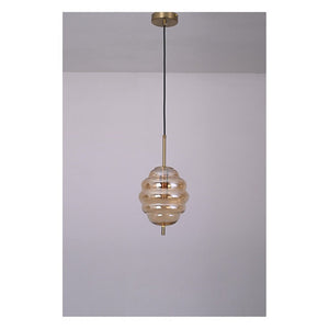 JS-GL-2070-1AM - Antique Brass Metal Glass Hanging Light