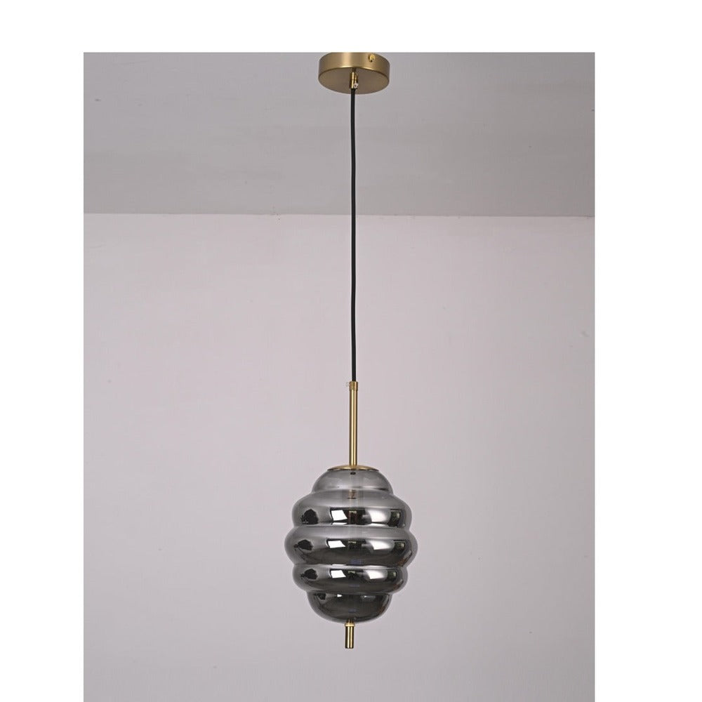 JS-GL-2070-1SM - Antique Brass Metal Glass Hanging Light