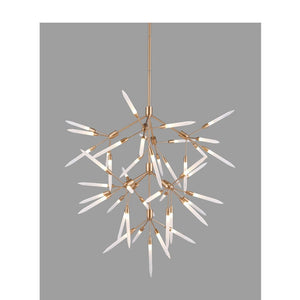 JS-GL-21006-9 - Antique Brass Metal & Acrylic Led Chandelier