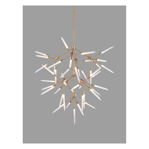 JS-GL-21006-9 - Antique Brass Metal & Acrylic Led Chandelier