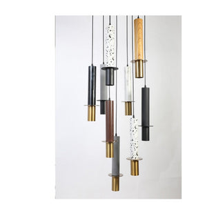 JS-GL-2109-6 - ANTIQUE BRASS & BLACK METAL & GLASS Cluster Hanging Light