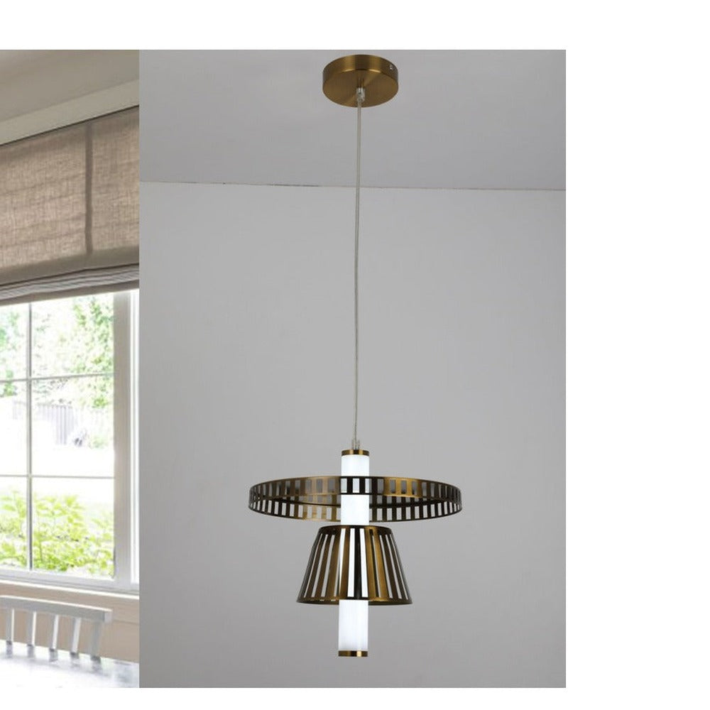 JS-GL-211134-L - Antique Brass Metal & Acrylic Modern Hanging Light