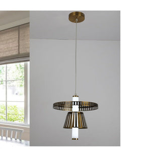 JS-GL-211134-L - Antique Brass Metal & Acrylic Modern Hanging Light